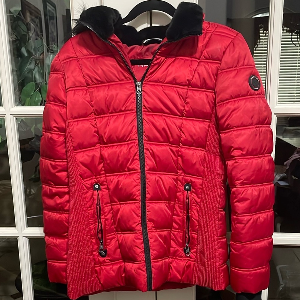 Nautica Red Quilted Jacket with Zipper Women’s Size Medium